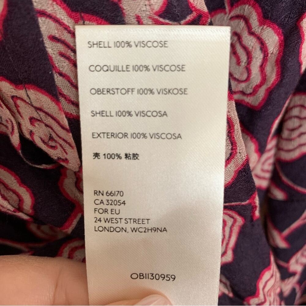 Anthropologie Maeve Navy Pink Cathy Pleated Floral Peasant Blouse - Picture 7 of 8